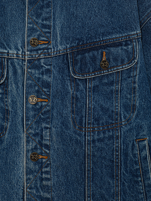 Синяя джинсовая куртка с вышивкой в виде змеи, 3