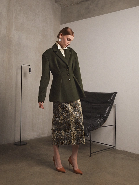 Темно-зеленый шерстяной жакет, 4