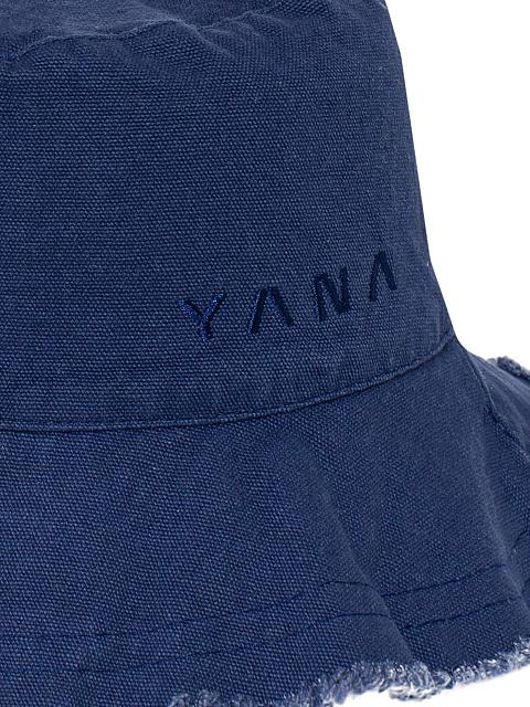 Синяя хлопковая панама с вышивкой и бахромой, 3