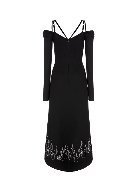 Черное трикотажное платье со стразами, 2