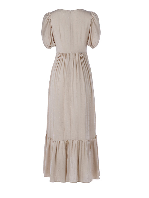 Хлопковое платье кофейного цвета с завязкой на груди, 2