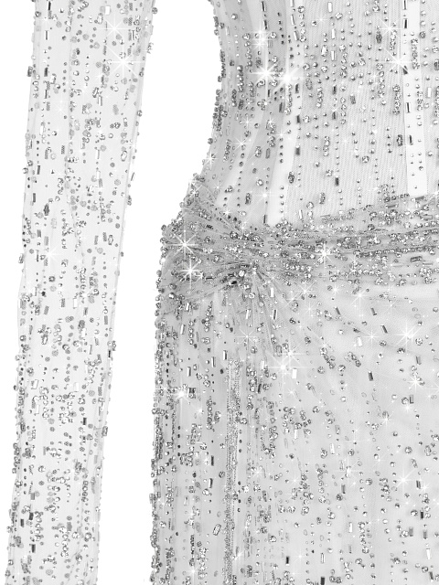 Белое корсетное платье из сетки расшитое камнями Swarovski, 3