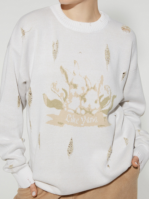 Объемный белый свитер с кроликами, 5