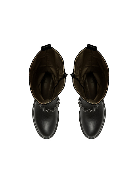 Высокие черные кожаные ботинки с шипами, 4