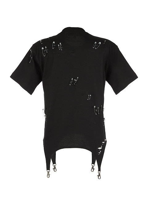 Черная хлопковая футболка с фигурным низом, 2 Черная хлопковая футболка с фигурным низом, 2