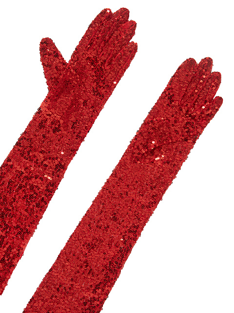 Красные длинные перчатки в пайетках, 2
