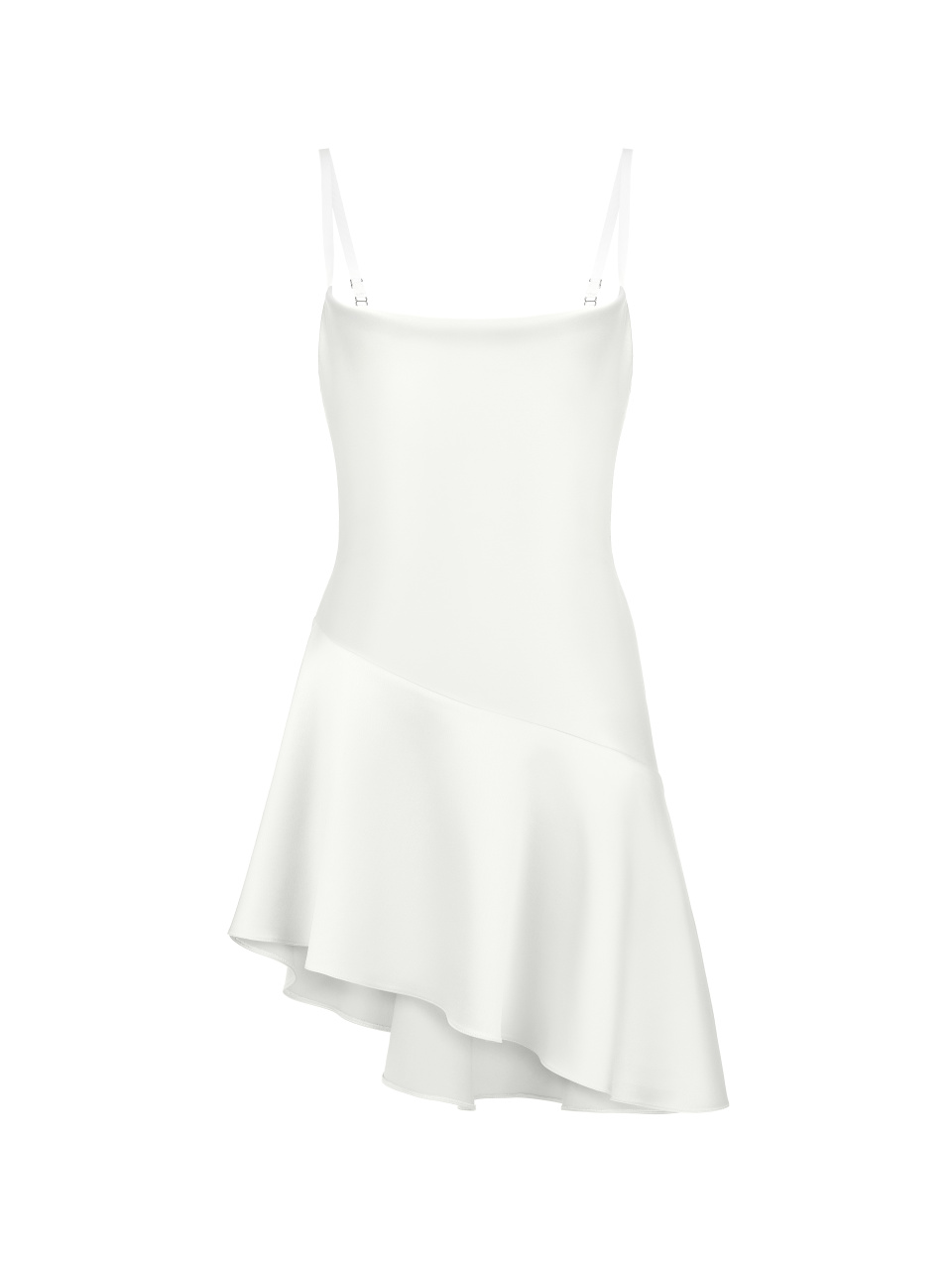 Белое платье-мини с асимметричным подолом, 1
