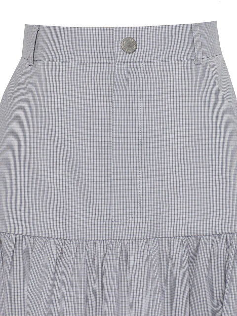 Серая юбка-миди из хлопка в клетку, 4 Серая юбка-миди из хлопка в клетку, 4