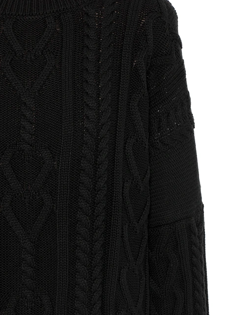Черный хлопковый свитер с косами, 3