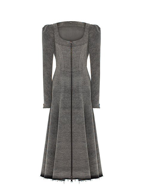 Серое платье-миди из денима, 1