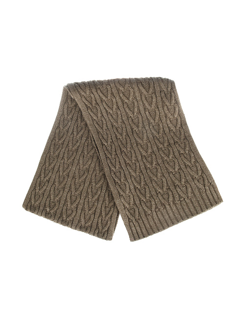 Бежевый шерстяной шарф с косами, 2 Бежевый шерстяной шарф с косами, 2