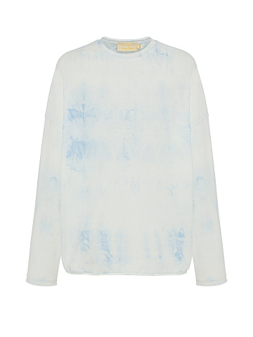 Бело-голубой tie-dye лонгслив из хлопка, 1