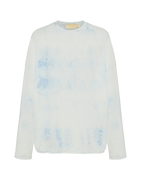 Бело-голубой tie-dye лонгслив из хлопка, 1 Бело-голубой tie-dye лонгслив из хлопка, 1