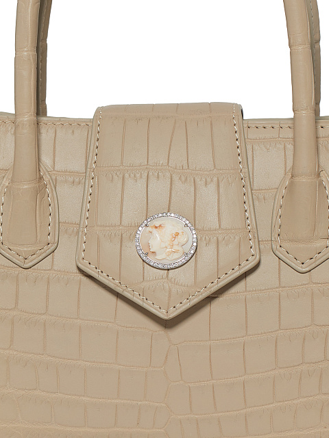 Бежевая сумка из крокодиловой кожи с камеей, 4