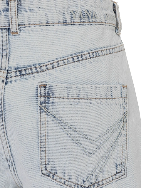 Расклешенные голубые джинсы с цветочной вышивкой, 5