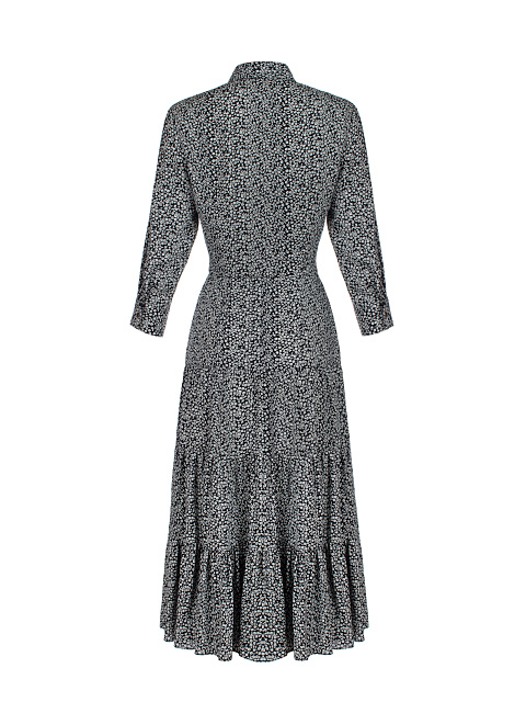 Черный костюм из платья-миди и рубашки с цветочным принтом, 2