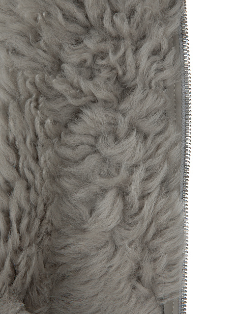 Серый жилет из овчины с вышивкой, 4