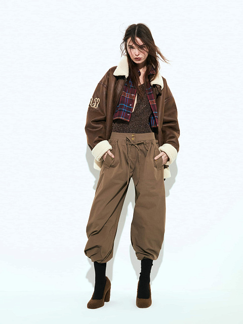 Бордовая укороченная рубашка в клетку с разрезами на плечах, 3