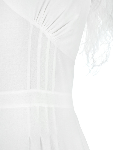 Белое шифоновое платье с отделкой из перьев, 3