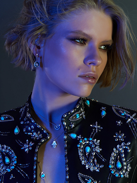 Серьги из белого золота, бриллиантов и кварца, 2