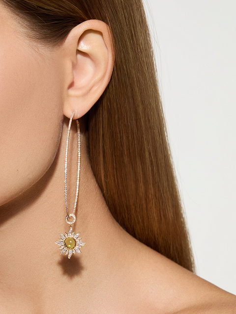 Подвеска на хупсы из желтого золота с бриллиантами и хризолитом, 3 Подвеска на хупсы из желтого золота с бриллиантами и хризолитом, 3