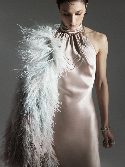 Серый жакет из перьев с эффектом деграде, 8