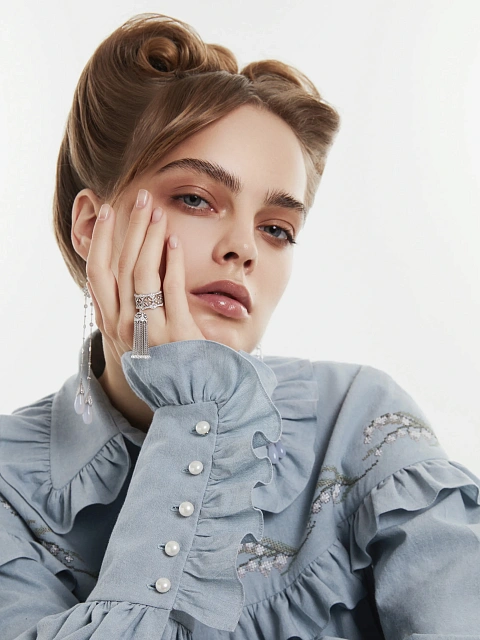 Кольцо-кисть из белого золота с бриллиантами, 5