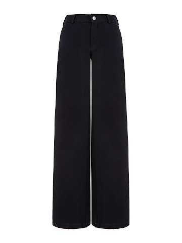 Расклешенные черные джинсы из хлопка, 1