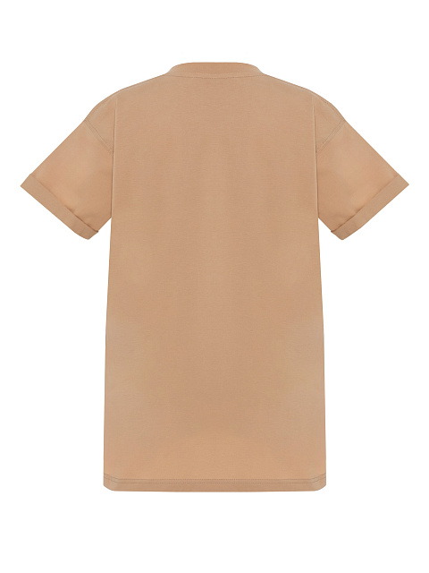 Бежевая футболка из хлопка с вышивкой, 2