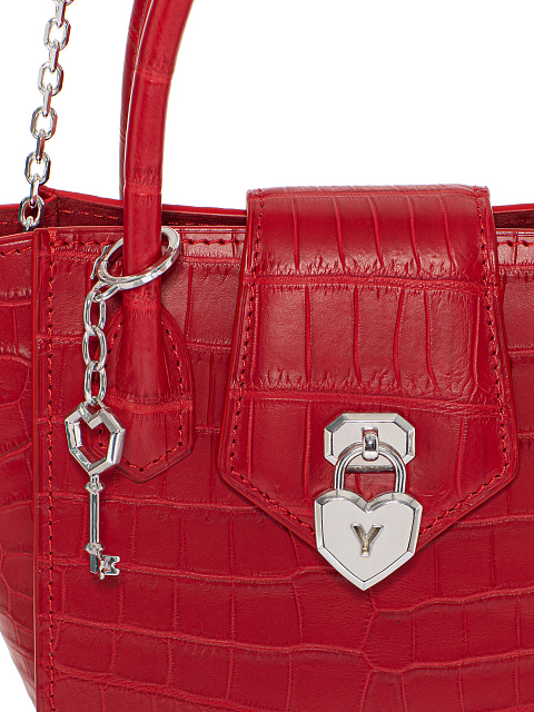 Красная сумка из крокодиловой кожи с замком в виде сердца, 6