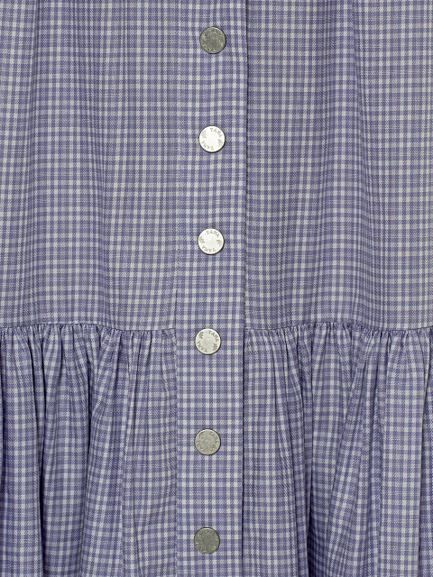 Сиреневое платье-миди из хлопка в клетку, 3