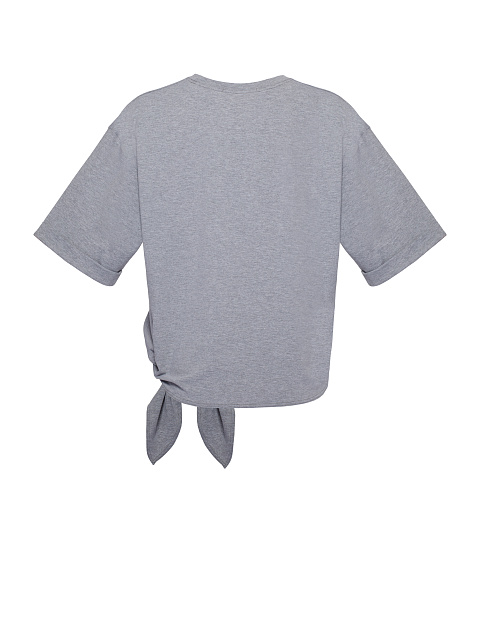 Cерая футболка с завязками и черной вышивкой, 2 Cерая футболка с завязками и черной вышивкой, 2