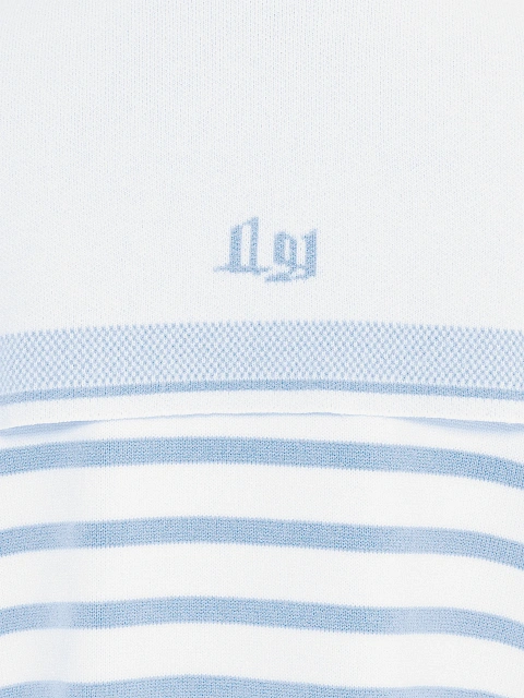 Укороченный белый кардиган в голубую полоску, 3