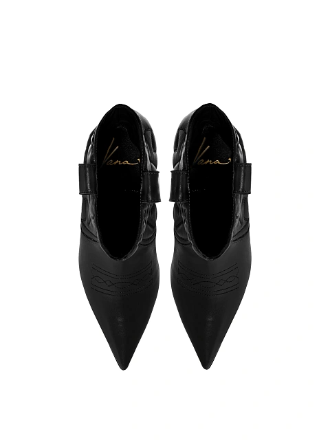 Черные кожаные казаки на каблуке, 8