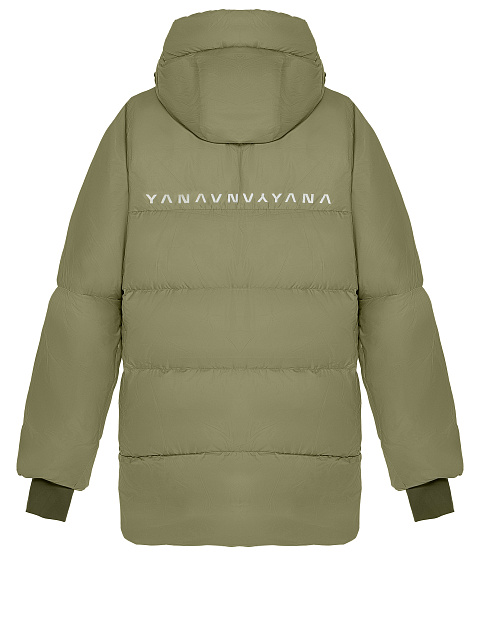 Зеленый унисекс пуховик с капюшоном, 3