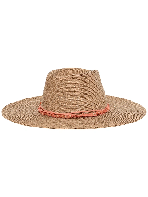 Соломенная шляпа с замшевым шнурком и отделкой из кораллов, 3
