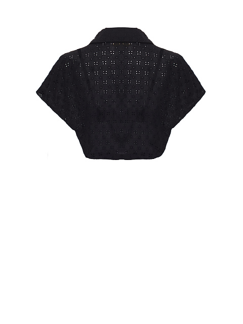 Черный хлопковый сет из рубашки с коротким рукавом и бра, 3