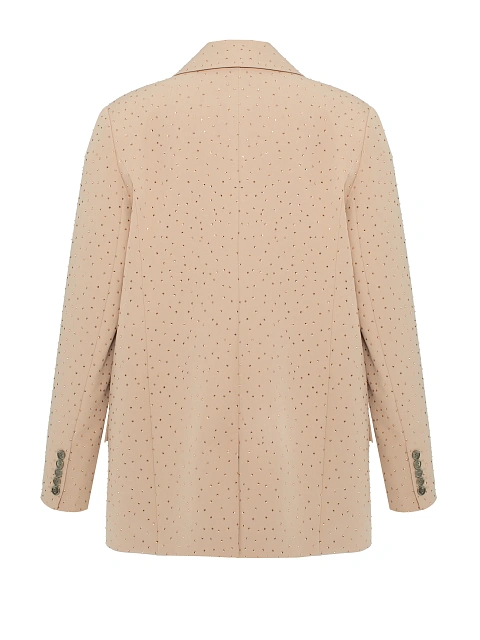 Бежевый костюм из жакета и юбки-мини в стразах, 2 Бежевый костюм из жакета и юбки-мини в стразах, 2