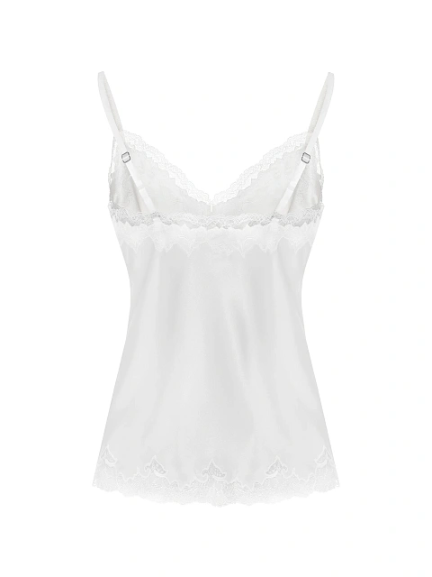 Белый топ из шелка с кружевом, 2