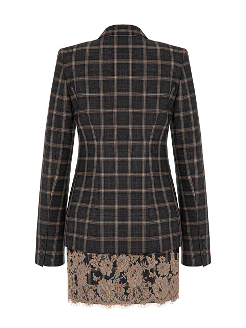 Серый костюм-двойка в клетку с кружевом, 2 Серый костюм-двойка в клетку с кружевом, 2