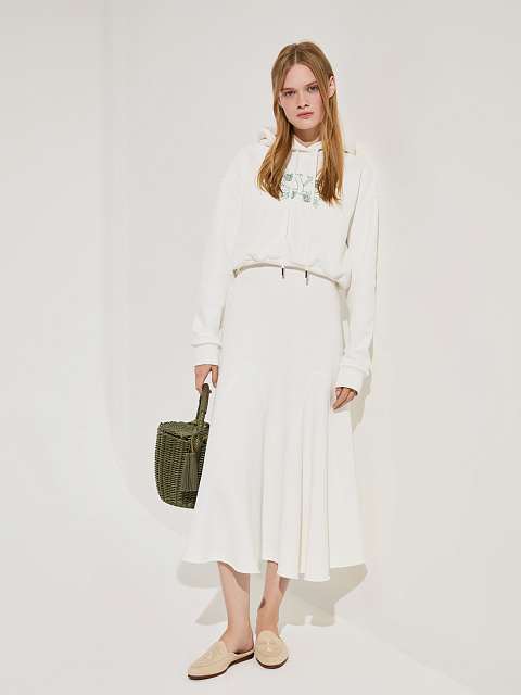 Укороченное белое худи с вышивкой, 2