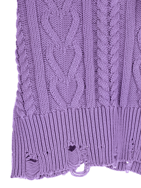 Укороченный фиолетовый свитер с косами, 3