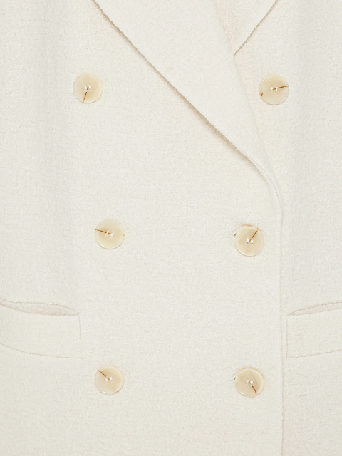 Молочное двубортное пальто с фигурными лацканами, 4