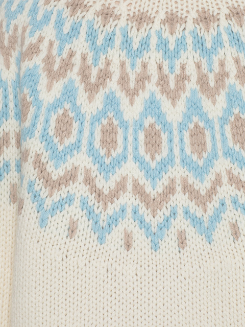 Молочный вязаный свитер из кашемира с узором, 3