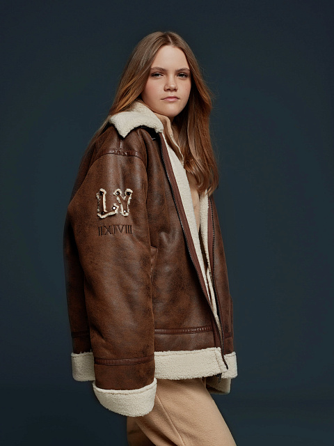 Коричневая дубленка из эко-меха, 11