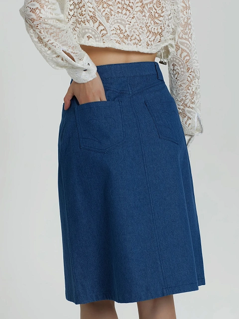 Синяя юбка-миди из денима, 6 Синяя юбка-миди из денима, 6