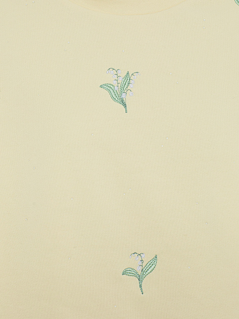 Светло-желтый укороченный свитшот с ландышами, 3