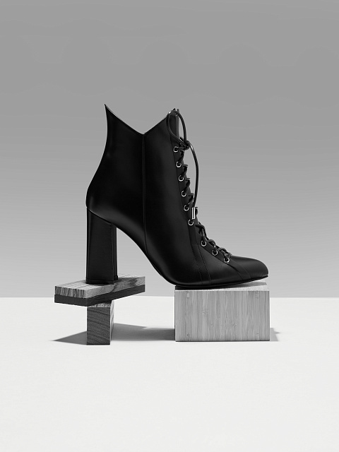 Черные кожаные ботильоны на шнуровке, 5