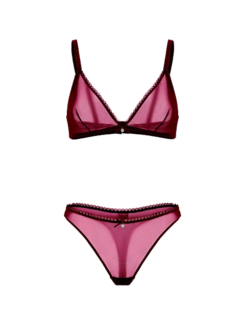 Бордовый комплект нижнего белья из сетки, 1