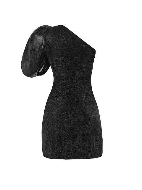 Черное платье-мини из эко-кожи, 2